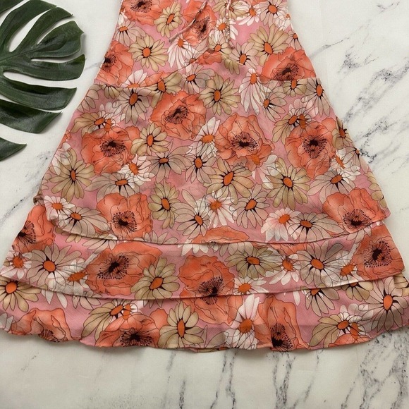 Karin Stevens Womens Vintage Y2k Slip Dress Size 6 Petite Pink Daisy Floral - Picture 4 of 9